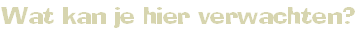 Wat kan je hier verwachten?